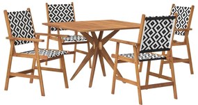 Set da pranzo per giardino 5 pz in legno massello di acacia