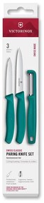 Victorinox - Set di coltelli da cucina SWISS CLASSIC, 3 pezzi con pelapatate, turchese