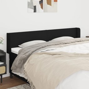 Testiera Ad Orecchio Nera 163x16x78/88 Cm İn Tessuto /
