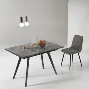 Tavolo con piano effetto Marmo Grigio base metallo allungabile fino a 180 cm ORESTE
