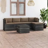 Set Divani da Giardino su Pallet 6 pz con Cuscini Massello Pino cod mxl 52387