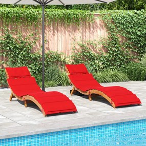 Lettini Prendisole Con Cuscini 2 Pz Legno Massello Di Acacia /