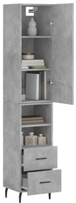 Credenza Grigio Cemento 34,5x34x180 cm in Legno Multistrato