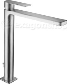 Paffoni Tango Ta085st Miscelatore Lavabo alto per ciotola Prolungato Con Piletta Steel Looking Acciaio