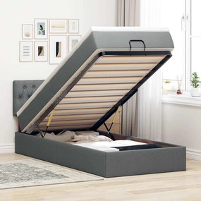 Pouf Letto Con Materasso E Led Grigio Scuro 90x200 Cm Tessuto /