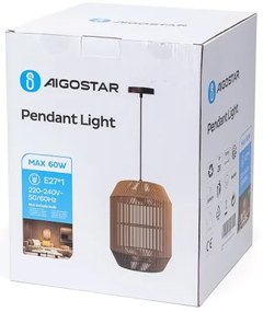 Aigostar - Lampadario a sospensione con filo 1xE27/60W/230V beige
