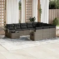 Set Divani da Giardino 11 pz con Cuscini in Polyrattan Grigiocod mxl 88872