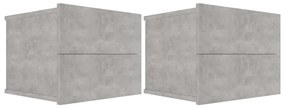 Comodini 2 pz Grigio Cemento 40x30x30 cm in Legno Multistrato