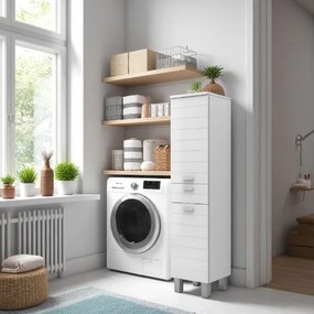 Colonna bagno singola H154 a 2 ante 1 cassetto RIGO Bianco Lucido