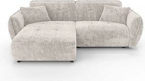 Divano angolare beige (con penisola a sinistra/con chaise lounge) con rivestimento in ciniglia Nelia – Ropez