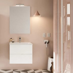 Mobile sottolavabo e lavabo con illuminazione Eva per vasca centrale bianco in mdf L 60 x H 51 x P 46 cm 2 cassetti