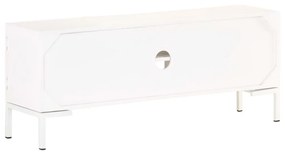 Mobile porta tv bianco 115x30x46cm in legno massello di mango