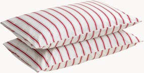 Set di 2 federe in percalle di cotone Striped Coral