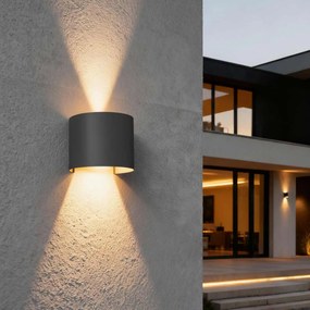 Applique LED 12W Bidirezione Curvo IP65 CCT con LED OSRAM - Antracite