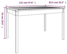 Tavolo da Giardino 121x82,5x76 cm in Legno Massello di Douglas