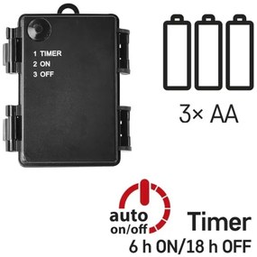 Catena LED natalizia da esterno 80xLED/3xAA 6,1m IP44 bianco freddo