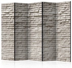 Paravento separè Muro di mattoni: Minimalismo II (5 parti) - composizione grigia