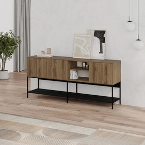 Cassettiera effetto rovere in nero-naturale 180x80x40 cm Amira - Marckeric