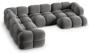 Divano angolare grigio (con penisola a sinistra/a U) con rivestimento in velluto Loretto – Cosmopolitan Design