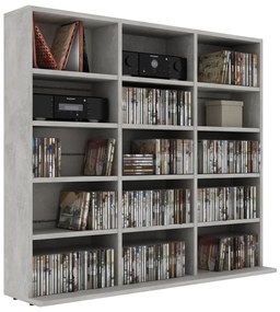 Armadio porta cd grigio cemento 102x23x89,5 cm in truciolato