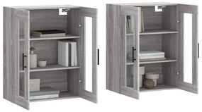 Armadietti a parete 2 pz grigio sonoma in legno multistrato