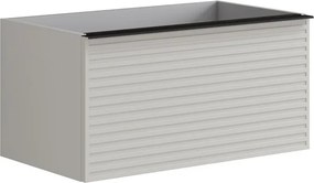 Mobile da bagno sospeso sotto lavabo Pixel stripes 2 cassetti  L 80 x H 40 x P 45.5 cm grigio pastello laccato opaco, con maniglia alluminio nero opaco