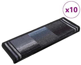 Tappetini Per Scale Autoadesivi 10 Pz 65x21x4 Cm Nero E Grigio /