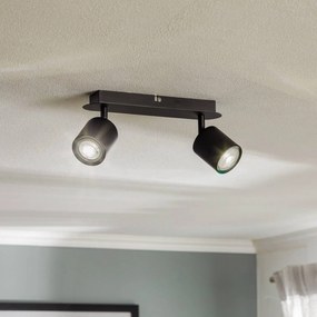 Luminex Spot soffitto Modo di acciaio inox, nero 2 luci