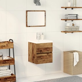 Mobile per lavandino  con lavabo integrato in legno ingegnerizzato nero, mobile per lavandino  in legno antico 41x38,5x45 cm legno ingegnerizzato