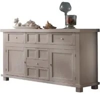 Madia credenza in legno massello 2 ante 5 cassetti grigio l.166 p.45 h.86 - Mobili 2G