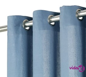 vidaXL Tende con Anelli in Metallo 2 pz in Cotone 140x245 cm Blu