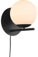 Lampada Da Parete Nero Sfera Vetro Bianco Pure Trio Lighting