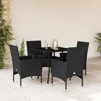 Set da Pranzo da Giardino con Cuscini 5 pz Polyrattan e Vetro 3278602