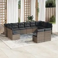 Set Divani da Giardino 12 pz con Cuscini Grigio in Polyrattan 3250209