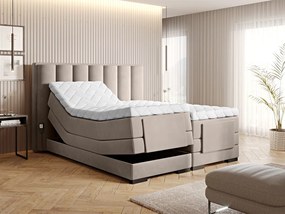 Letto motorizzato matrimoniale boxspring Utrecht - 160 x 200 cm , Tessuto beige