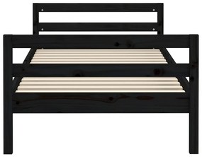 Giroletto nero 90x200 cm in legno massello di pino