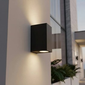 Applique Quadrata Bidirezionale IP65 - GU10 Nero Base GU10