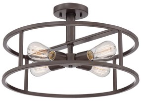 Lampadario Industrial Nordico New Harbor Acciaio Bronzo Western 4 Luci E27