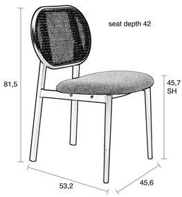 Sedia da pranzo in rattan grigio Spike - Zuiver