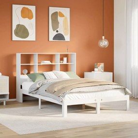 Letto libreria senza materasso bianco 140x200 cm legno di pino