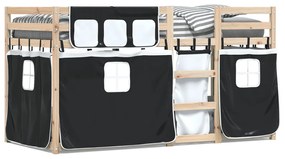 Letto A Castello Senza Materasso Bianco E Nero 90x200cm İn Pino /