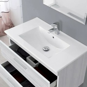 Mobile bagno sospeso 80 cm grigio con 2 cassettoni soft-close Desya