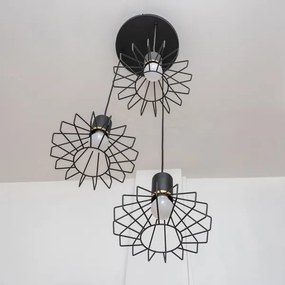 Lampadario a sospensione con cavo SOLANO 3xE27/15W/230V nero/oro