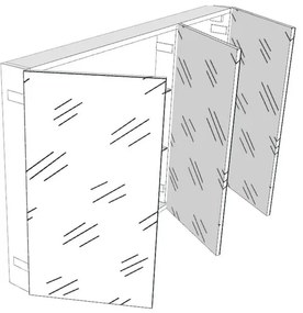 Pensile bagno Easy colore su ordinazione, 3 ante apertura da sinistra P 20 x L 120 x H 75 cm