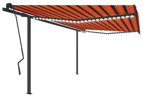Tenda da Sole Retrattile Manuale LED 4,5x3,5 m Arancio Marrone