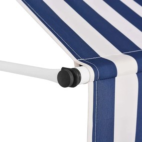 Tenda da Sole Retrattile Manuale 400 cm a Strisce Blu e Bianche