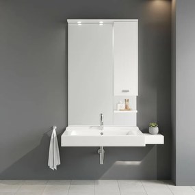 Specchio Contenitore Con Illuminazione Rimini lucido bianco L 70 x H 108 x P 18.5 cm