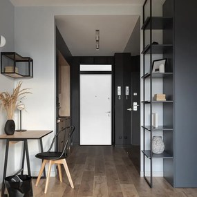 Porta blindata MASTER Maswood con vetro L 80 x H 210 cm in legno rovere/bianco, apertura spingere a sinistra, falso telaio incluso