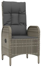 Set da Pranzo da Giardino 5 pz con Cuscini in Polyrattan Grigio