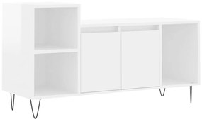 Mobile Porta TV Bianco Lucido 100x35x55 cm in Legno Multistrato